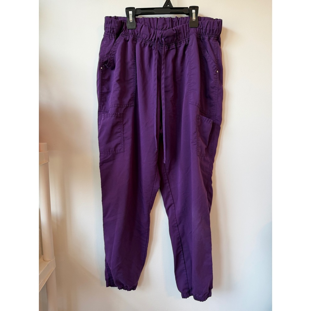 Scrubstar Womens Purple Cargo Jogger Scrub Pants 2XL Drawstring Elastic Waist